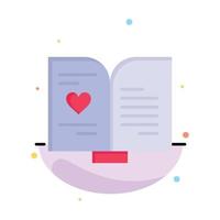 Book Love Heart Wedding Abstract Flat Color Icon Template vector