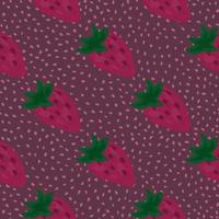 Freehand strawberries seamless pattern . Doodle strawberry endless wallpaper. vector