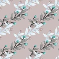 Seamless pattern with berry branches. Hand drawn wild berries floral wallpaper. vector