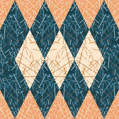 Random lines mosaic seamless pattern. Hand drawn tribal geometric tile. Vintage ethnic line ornament.