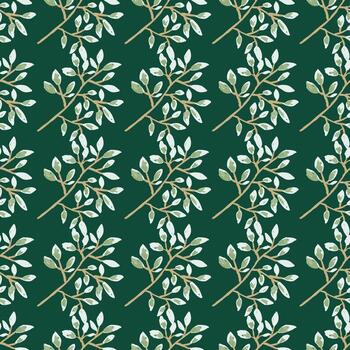 ramas dibujadas a mano con hojas de patrones sin fisuras. fondo de boceto botánico. Fondo de pantalla sin fin de rama de bosque decorativa. vector