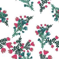 Hand drawn herbal seamless pattern. Freehand organic background. Decorative forest flower endless wallpaper vector