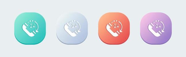 24 hours solid icon in flat design style. Service time signs vector illustration.