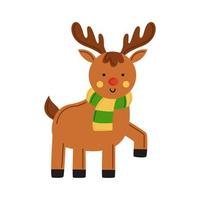 Vector illustration of cute cartoon reindeer isolated on white background.