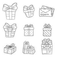 Christmas gift collection hand drawn coloring vector