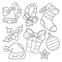 conjunto de elementos de decoración de navidad dibujados a mano vector