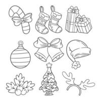 dibujado a mano colección de elementos de decoración de navidad vector