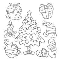 Christmas decoration element hand drawn coloring vector