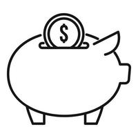 Piggy bank icon, outline style vector