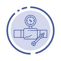 Pipe Building Construction Repair Gage Blue Dotted Line Line Icon vector