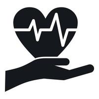 Hand holding heart with ecg line icon simple style vector