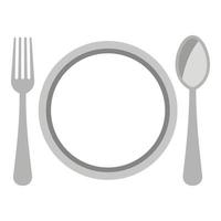 Plate spoon and fork icon, flat style vector