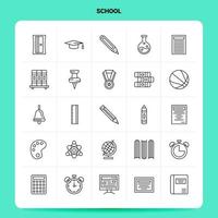 OutLine 25 School Icon set Vector Line Style Design Black Icons Set Linear pictogram pack Web and Mobile Business ideas design Vector Illustration