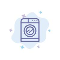 Machine Technology Washing Washing Blue Icon on Abstract Cloud Background vector