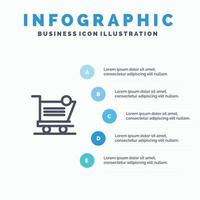 Cart Shopping Shipping Item Store Line icon with 5 steps presentation infographics Background vector