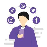 illustration of people using social media vector