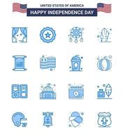 16 Blue Signs for USA Independence Day text desert adornment plant cactus Editable USA Day Vector Design Elements