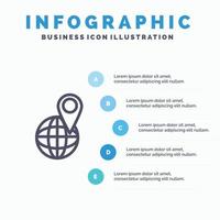Global Location Map World Line icon with 5 steps presentation infographics Background vector
