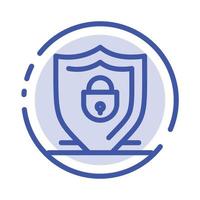 Internet Shield Lock Security Blue Dotted Line Line Icon vector