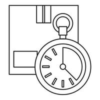 Closed box and stopwatch icon, outline style vector