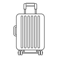 icono de maleta con ruedas, estilo de esquema vector