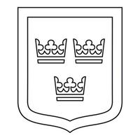 icono del escudo de armas de Suecia, estilo de esquema vector