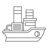 icono de barco pequeño, estilo de contorno vector