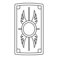 Shield with ornament icon, outline style vector