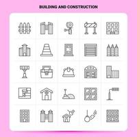 OutLine 25 Building And Construction Icon set Vector Line Style Design Black Icons Set Linear pictogram pack Web and Mobile Business ideas design Vector Illustration