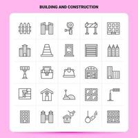 OutLine 25 Building And Construction Icon set Vector Line Style Design Black Icons Set Linear pictogram pack Web and Mobile Business ideas design Vector Illustration