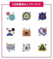 9 línea llena color plano coronavirus enfermedad y prevención vector icono consulta de emergencia ciencia preguntar a un médico escudo coronavirus viral 2019nov enfermedad vector elementos de diseño