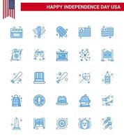 Pack of 25 USA Independence Day Celebration Blues Signs and 4th July Symbols such as usa invitation icecream usa country Editable USA Day Vector Design Elements