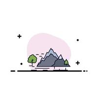 hill landscape nature mountain tree Flat Color Icon Vector