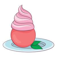 Mint ice cream icon, cartoon style vector