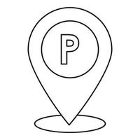 Parking pin icon, outline style vector
