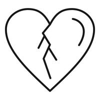 Broken heart icon, outline style vector