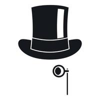 Hat with monocle icon, simple style vector