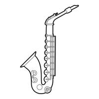 icono de saxofón, estilo de esquema vector