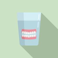 conjunto de icono de dientes postizos, estilo plano vector