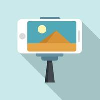 icono de palo selfie, estilo plano vector