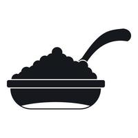 Bowl of caviar with spoon icon, simple style vector