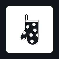 Black kitchen glove with white dots icon vector