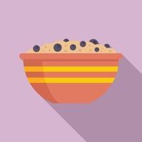 Cereal flakes bowl icon, flat style vector