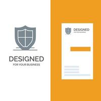 Internet Protection Safety Security Shield Grey Logo Design and Business Card Template vector