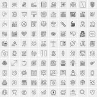 conjunto de 100 iconos de línea de negocios creativos vector