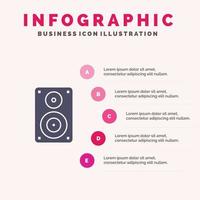 Audio Wifi Loudspeaker Monitor Professional Solid Icon Infographics 5 Steps Presentation Background vector
