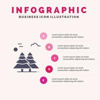 alpino ártico canadá pinos escandinavia icono sólido infografía 5 pasos presentación antecedentes vector