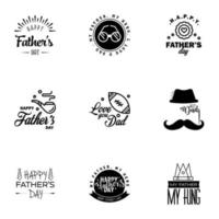 Set of Happy Fathers day elements 9 Black Vector illustration Editable Vector Design Elements