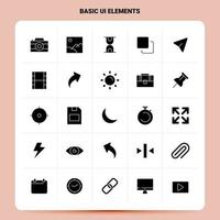 Solid 25 Basic Ui Elements Icon set Vector Glyph Style Design Black Icons Set Web and Mobile Business ideas design Vector Illustration