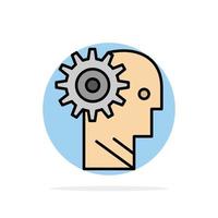 Solution Brain Gear Man Mechanism Personal Working Abstract Circle Background Flat color Icon vector